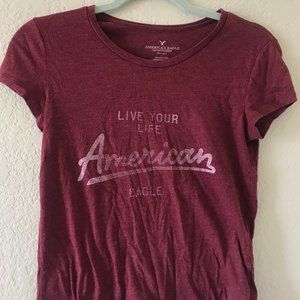 Burgundy American Eagle Short Sleeve Logo T Shirt